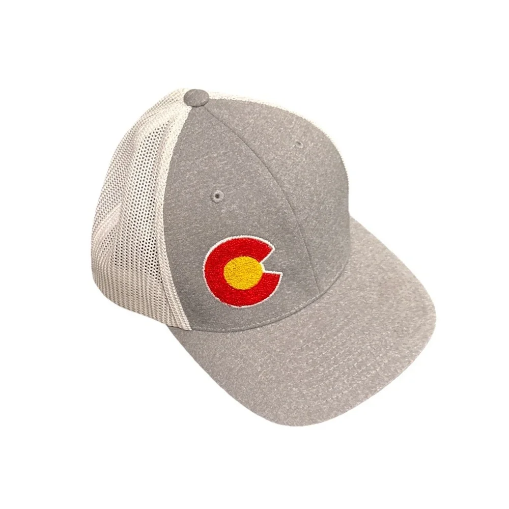 YoColorado Hat Cap Gray Flexfit OSFA Embroidered Colorado‎ Logo Golden CO
